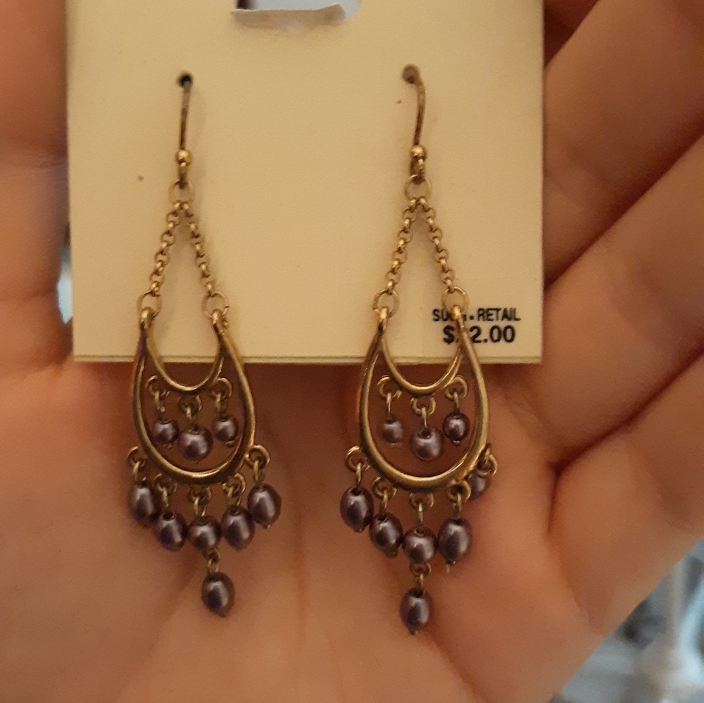 Purple and gold earings